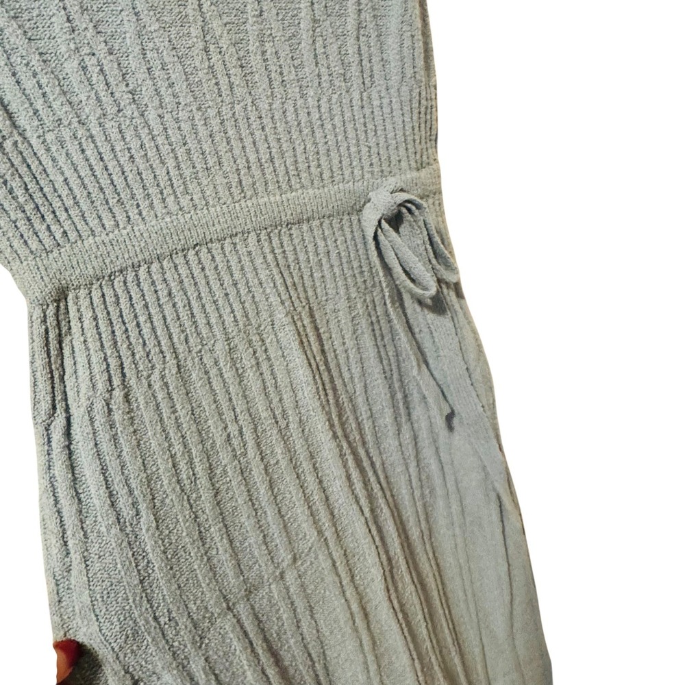 Spinnerin Light Blue Ribbed Knit Sleeveless Midi Dress w/ Belt 1960s Virgin Wool - Picture 5 of 8